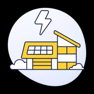 Officiële illustratie van een huis met zonnepanelen op Easyswitch