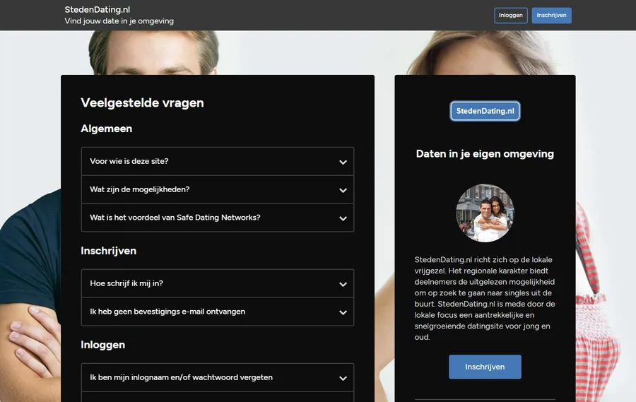 Openbaar dienstscherm van StedenDating.nl