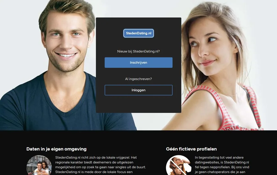 Openbaar dienstscherm van StedenDating.nl