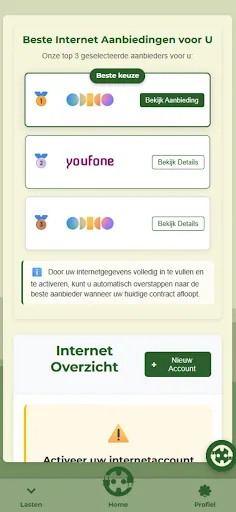 Voorbeeld van internetaanbiedingen in de officiële app van Automatisch Overstappen