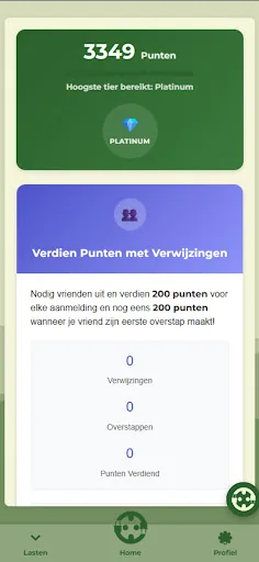 Voorbeeld van de puntenweergave in de officiële app van Automatisch Overstappen