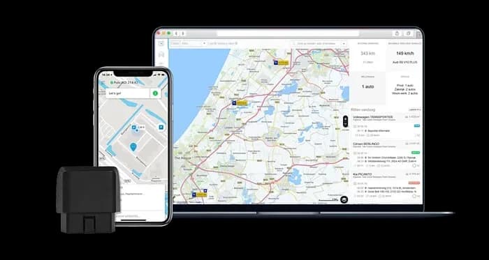 Officieel beeld van de Cartracker OBD-unit met software