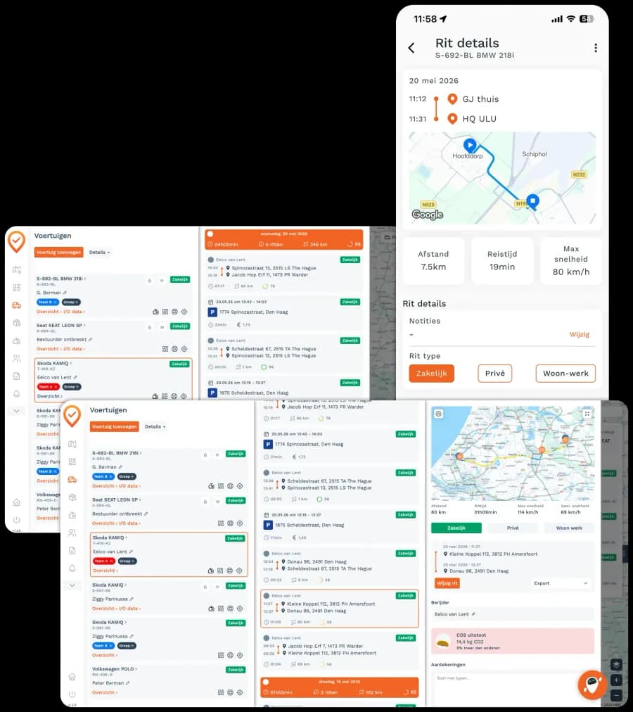 Officieel softwarebeeld op de website van Cartracker