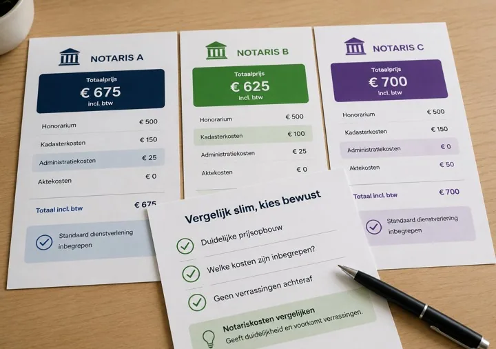 Officiële illustratie bij een artikel over notariskosten vergelijken