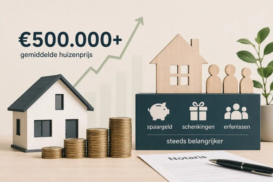 Officiële illustratie van huizen en woningprijzen op De Goedkoopste Notaris