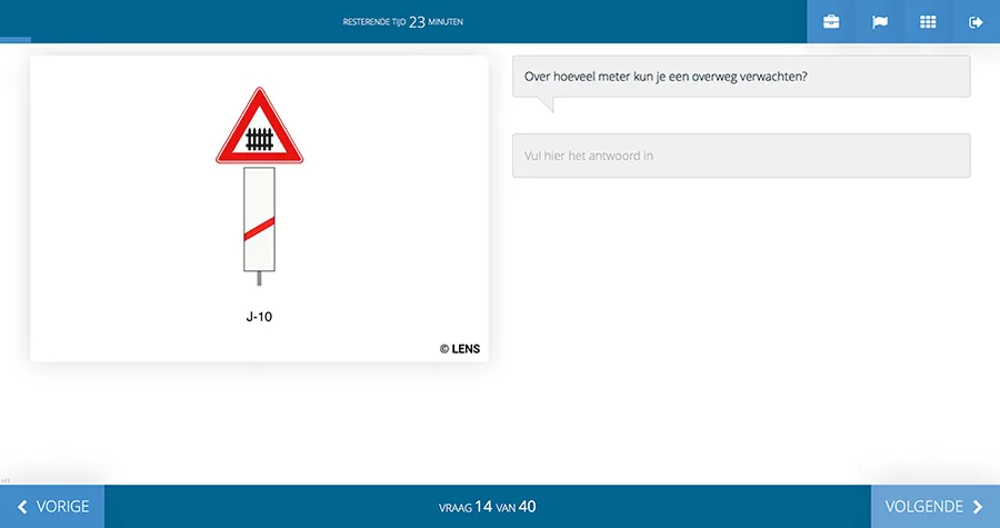 Invulvraag in de oefenomgeving van Examencentrum