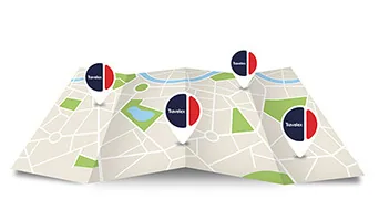 Kaartillustratie bij de vestigingsinformatie van GWK Travelex