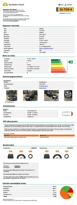 Officiële afbeelding van het voorbeeldrapport van Kentekencheck.nl