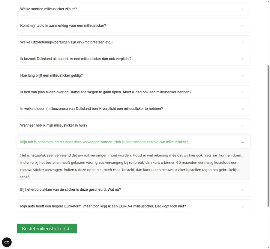 Officiële uitleg over vervanging van een sticker na ruitschade op Milieusticker.shop