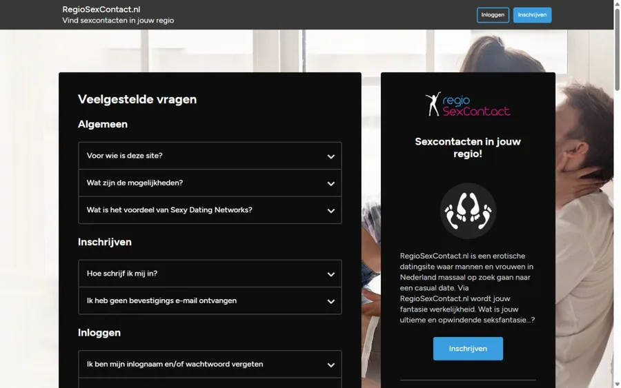 Openbaar dienstscherm van RegioSexContact.nl