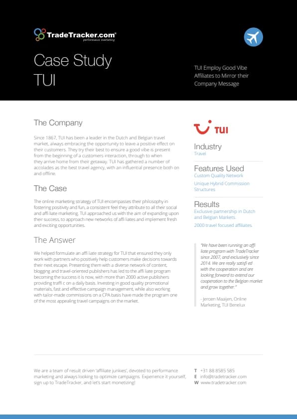 Eerste pagina van de oorspronkelijke TUI case study